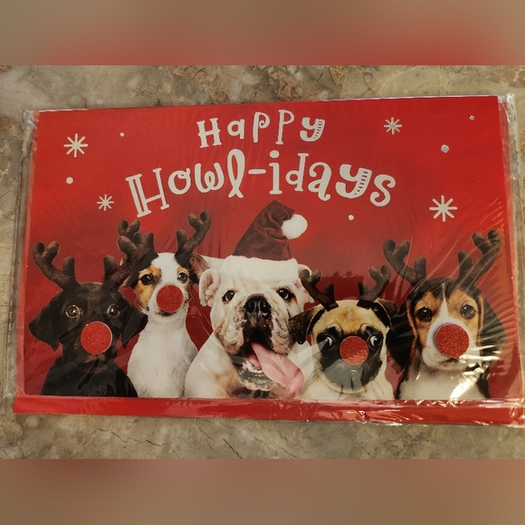 ❤️Dog Christmas Card Reindeer Puppies - Picture 2 of 5